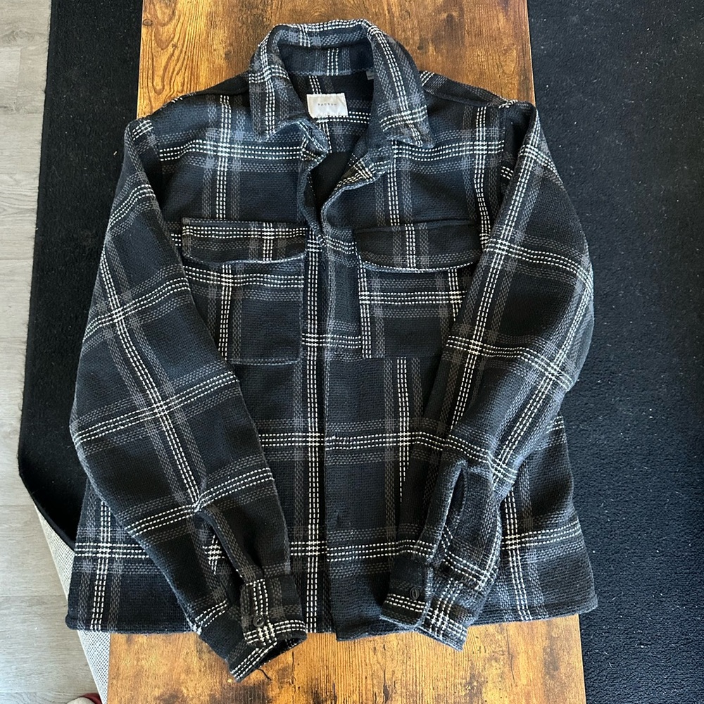 PACSUN Black and White Plaid Flannel